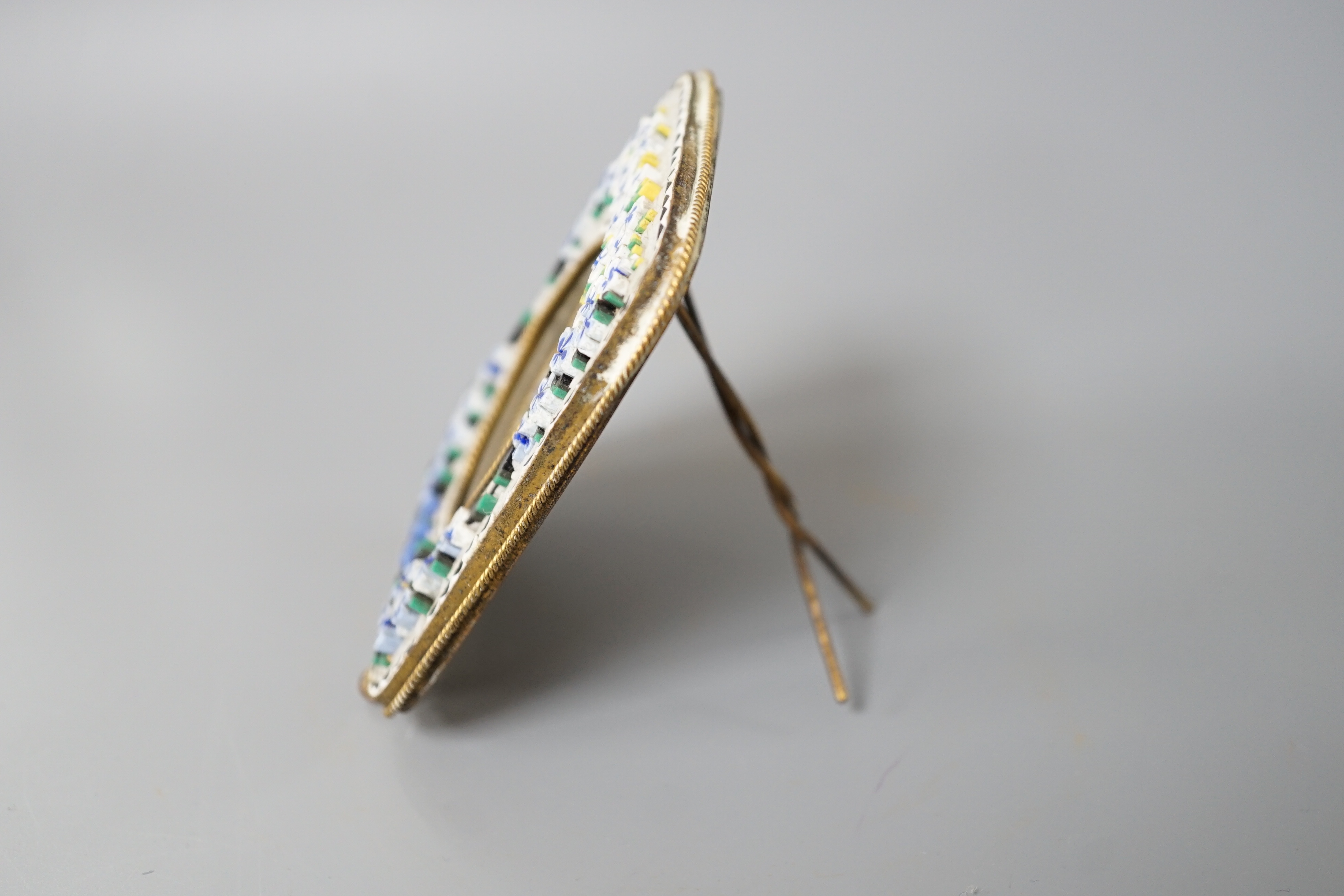 A 19th century Italian micromosaic easel photo frame - 9cm high